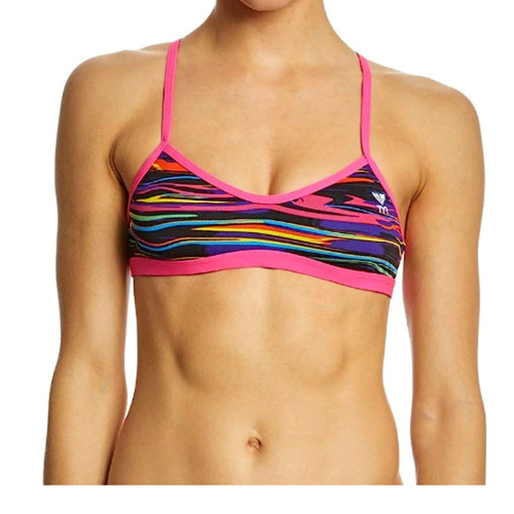 TYR DuraFast One Fresno Mojave Tieback Top Swim Bikini Purple Multi SZ Small 4/6 - Picture 1 of 8